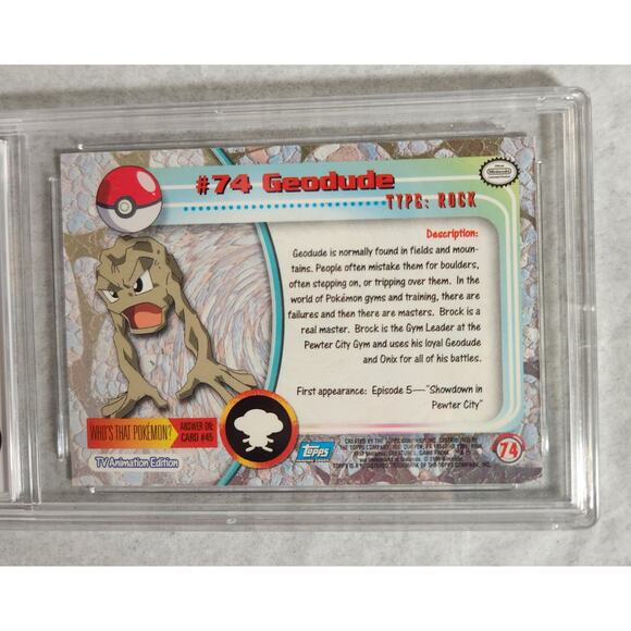 Pokemon #74 Geodude TV Animation Edition 1999 Topps Graded BDG NM 8 - Picture 6 of 6